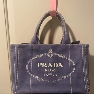 Prada Blue Canvas Tote Bag
